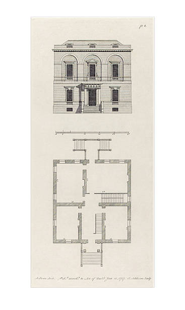 istock Beautifully Restored, Historical Design In Architecture, Plans and Elevations of Houses in the 1700s, Published in 1780 2207371337