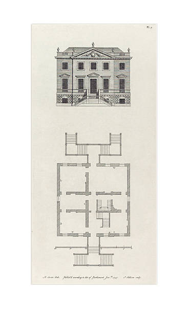 istock Beautifully Restored, Historical Design In Architecture, Plans and Elevations of Houses in the 1700s, Published in 1780 2207371362