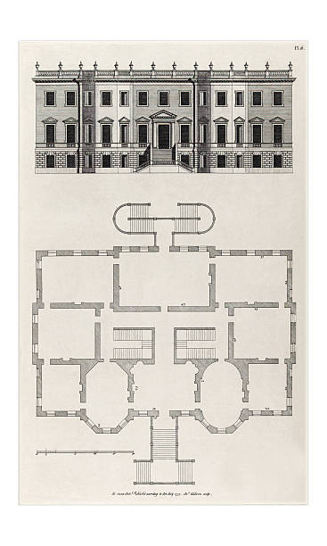 istock Beautifully Restored, Historical Design In Architecture, Plans and Elevations of Houses in the 1700s, Published in 1780 2207371427