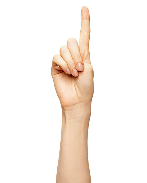 istock Female hand show number one finger isolated on white 2207371574