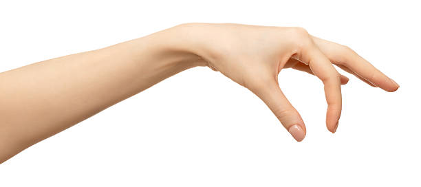 istock Woman hand grabbing something isolated on white 2207374303