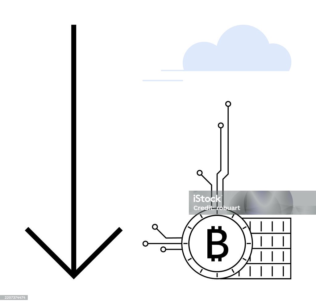 Bitcoin Price Decrease Concept Cryptocurrency Value Decline Depiction ...