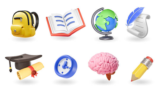 illustrations, cliparts, dessins animés et icônes de icônes de l’école et de l’éducation. retour à l’école - établissement scolaire