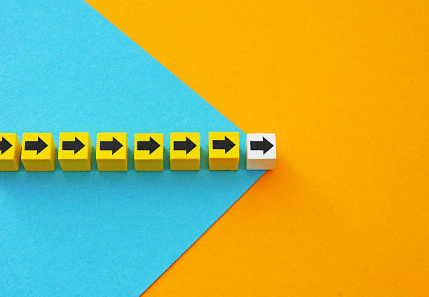 istock One arrow ahead as a leader. Leadership and competitive advantage. 2207385657