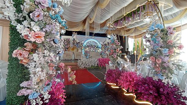 istock Wedding decoration with colorful flowers 2207392647