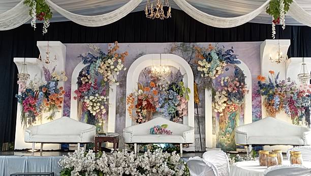 istock Wedding decoration with colorful flowers 2207392719