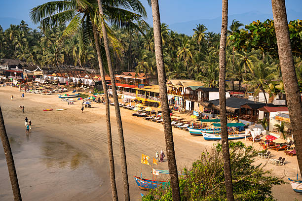 istock Vibrant Tropical Beach in Goa with Rustic Huts and Visitors Enjoying the Scene 2207398678
