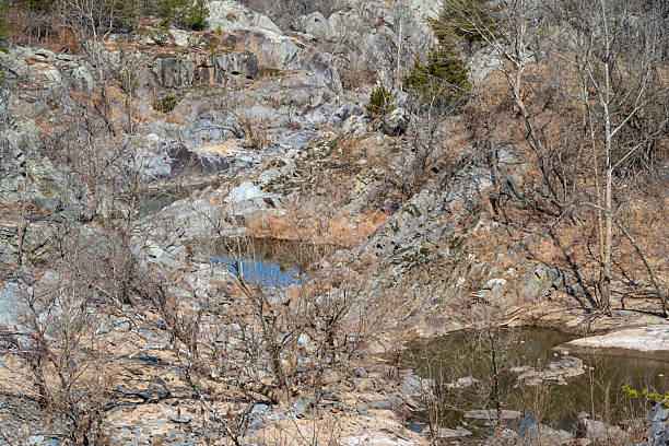 Scenery of Great Falls Park in early Spring, Maryland, USA