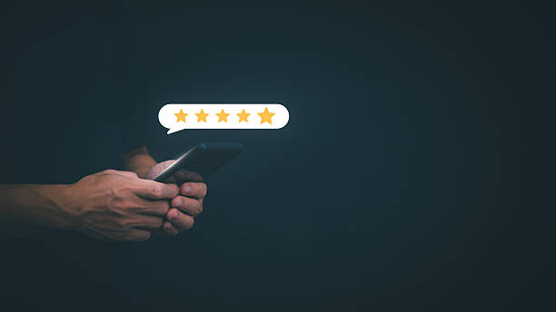 istock Customer services best excellent business rating experience. Satisfaction survey concept. user gives ratings to service experience on the online application, online marketing, and business processes. 2207416134