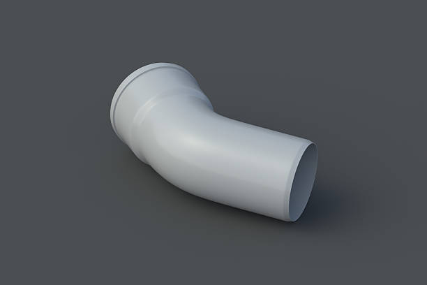 istock PVC plastic corner pipe on gray background. Plumbing item. 3d render 2207420900