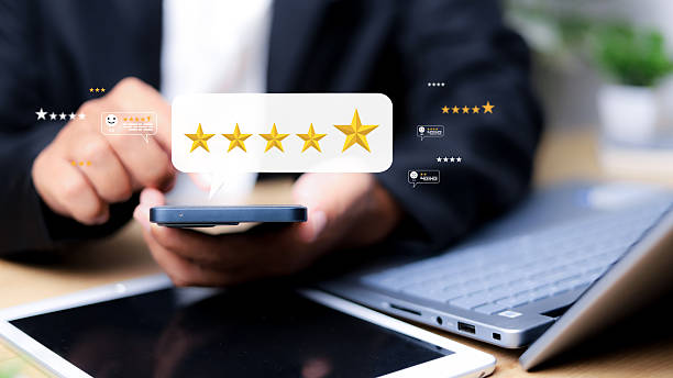 istock Online customer satisfaction Survey service concept, client rate service from experience in application,Consumer give five-Stars and feedback review for quality. 2207431246