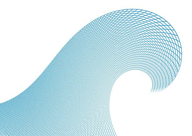 Abstract background of curved blue mesh on a white background with text space