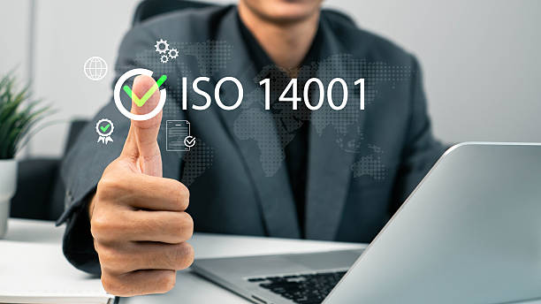 istock ISO 14001 concept. ISO standards quality control 14001 certified for environmental management systems (EMS). Identify, control and reduce the environmental impact of activities. Modern ISO banner. 2207437046