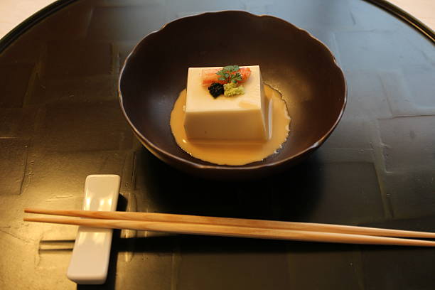 Japanese cuisine: sesame tofu in Tokyo, Japan