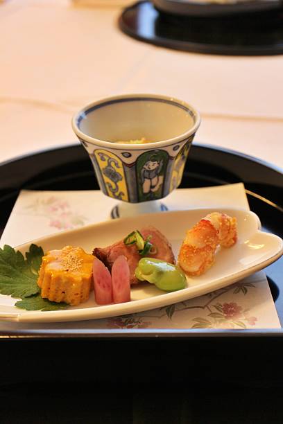 Japanese cuisine: appetizer platter (roast beef, shrimp, etc.) in Tokyo, Japan