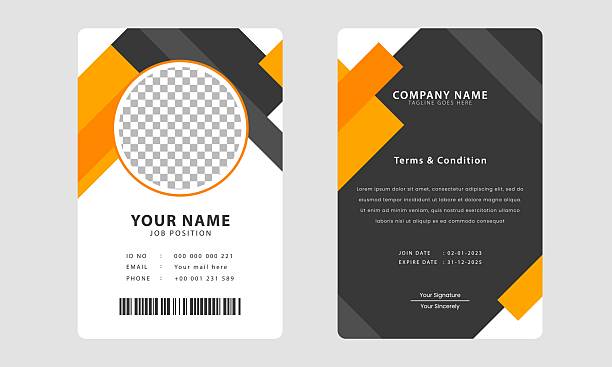 illustrations, cliparts, dessins animés et icônes de modèle de conception de carte d’identité d’entreprise moderne. mise en page de la carte d’identité d’entreprise. modèle de carte d’identité d’employé professionnel. vecteur - étiquette nominative