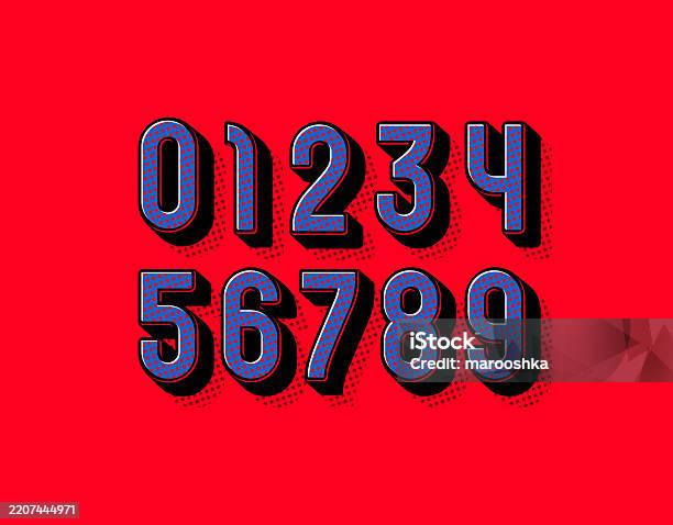 Bright Numbers 3d Numbers Trendy Bright Modern Numerals Stock Illustration - Download ...