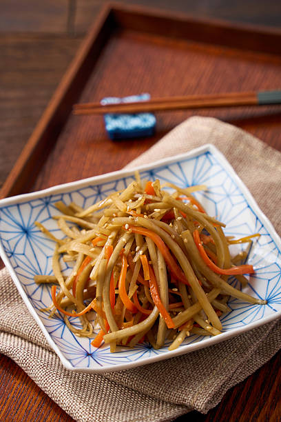 Classic Japanese side dish: Kinpira Gobo (stir-fried burdock and carrot)
