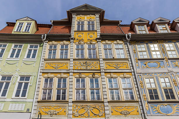 Decorated facade at the central market square in Bad Langensalza, Germany