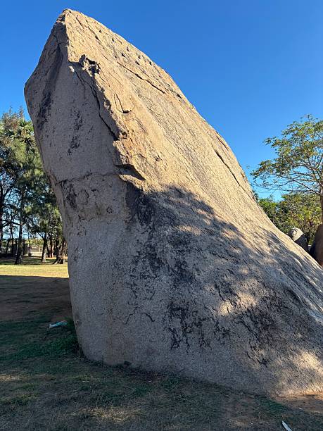Rock formations on Lo Fu Tau country trail, also known as Tiger's Head, located in the Lantau North Country Park. The hike goes from Tung Chung to Discovery Bay.