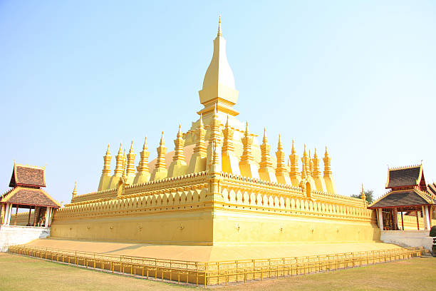 Iconic Golden Stupa in Pha That Luang in Vientiane, Laos