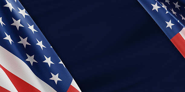 istock USA or American flag on blue background with copy space 3D render 2207457609