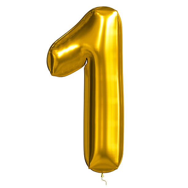 istock Golden number one balloons with shiny foil reflecting light. 2207458424