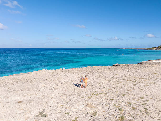 istock Couple Walking on Rocky Beach by Turquoise Ocean 2207461914