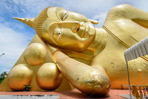 istock reclining Buddha at Wat Aranyikawat Ratchaburi, Thailand. 2207462479