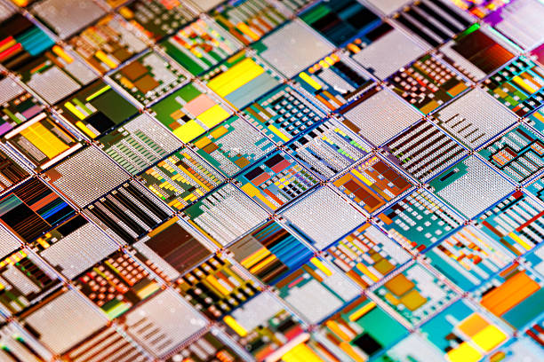 istock Silicon semiconductor wafer close-up. In electronics, a wafer also called a slice or substrate is a thin slice of semiconductor, a crystalline silicon, used for the fabrication of integrated circuits 2207465250