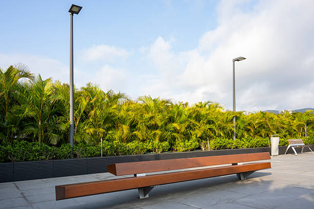 Resting benches in urban public sky gardens