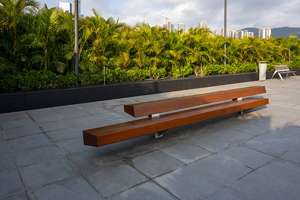 Resting benches in urban public sky gardens