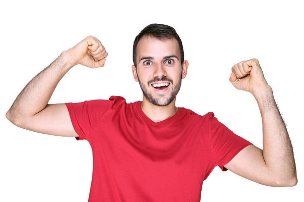 istock Portrait of happy young beard man isolated on white background 2207468574