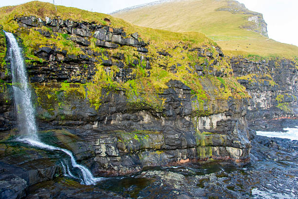 Waterfall in Mikladalur Village - Faroe Islands