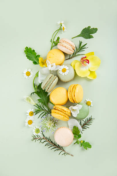 Spring colors Green and yellow macarons