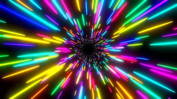 istock Abstract dynamic background with neon glow colors, hyper speed of light in the universe. Cosmic background for event, party, carnival, celebration. 2207484353