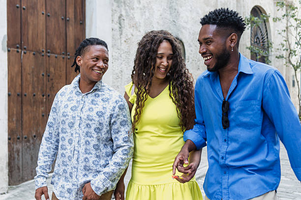 afro caribbean friends having fun in cuba latin america stock photo