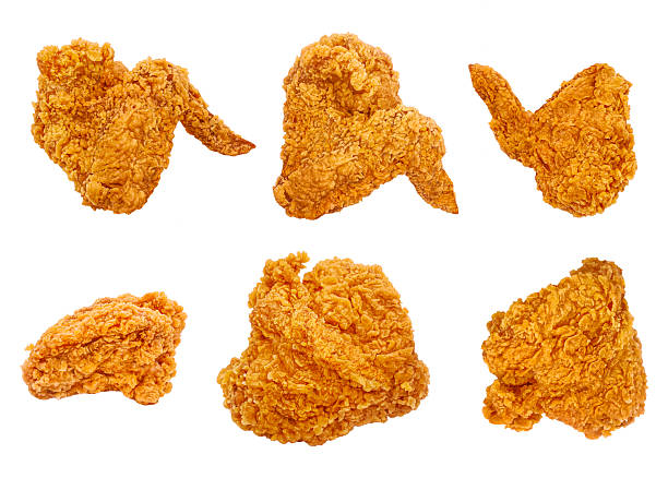 istock Sets of chicken wing and chest piece isolated on white background. Deep fried chicken isolated. 2207496293