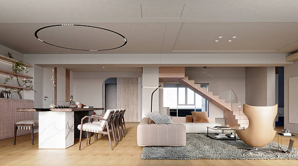 istock 3d render elegant home interior living room dining space 2207498755