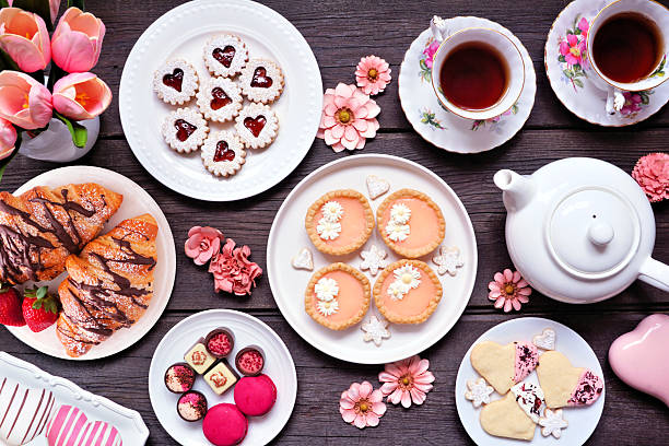 istock Mother's Day tea table scene over a dark wood background 2207507974