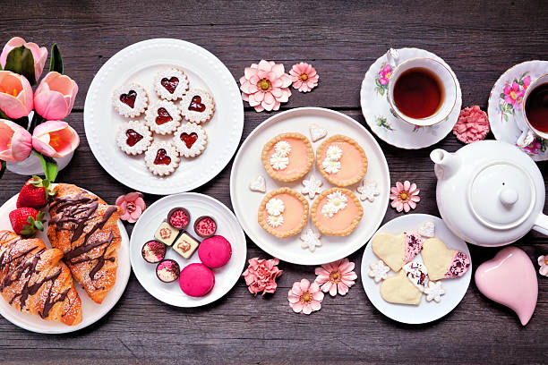 istock Mother's Day tea table scene over a dark wood background 2207507976