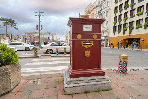 Belgrade, Serbia. March 22 2025. a typical post box in the historic center of the city