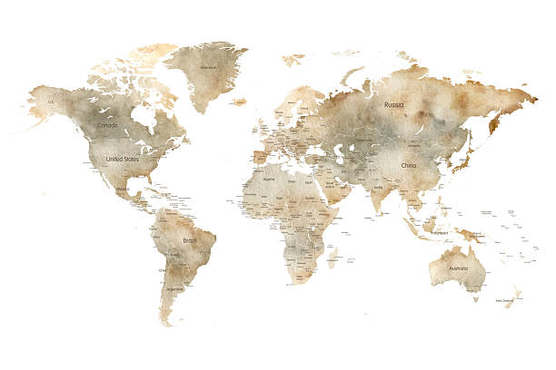 istock World Map Watercolor - Art Decorative Vector Illustration of the World Map in Brown Gray Terracotta Colors - Ideally for Interior Print 2207515097