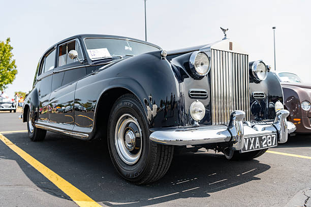 Chicago, Illinois, USA - September 08, 2024: Rolls Royce Silver Wraith vehicle, corner view. Retro vintage car. Rolls Royce Silver Wraith car. Rolls Royce Silver Wraith at Chicago