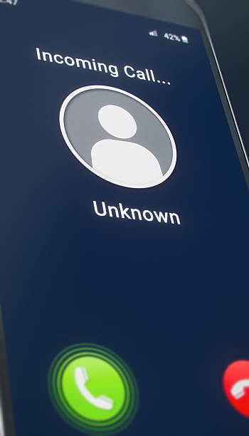 istock Vertical illustation of a smartphone with an incoming call with unknown number (No Caller ID). 2207520187