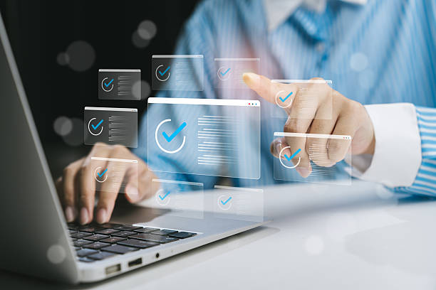 istock Modern technology concept with laptop and digital interface, Business concept 2207525429
