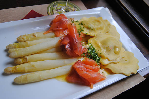Flemmish style salmon and asparagus in Belgium