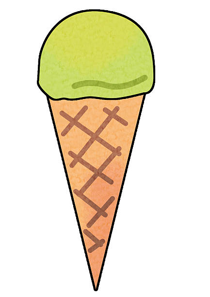 istock Green single-cone ice cream, analog style, watercolor on drawing paper 2207549997