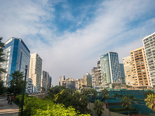 Miraflores District, Lima, Peru - March 28, 2025: Sunny day at Malecon Balta
