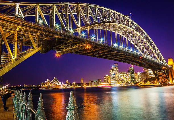 istock Sydney Harbour Bridge at Night with City Skyline 2207554196